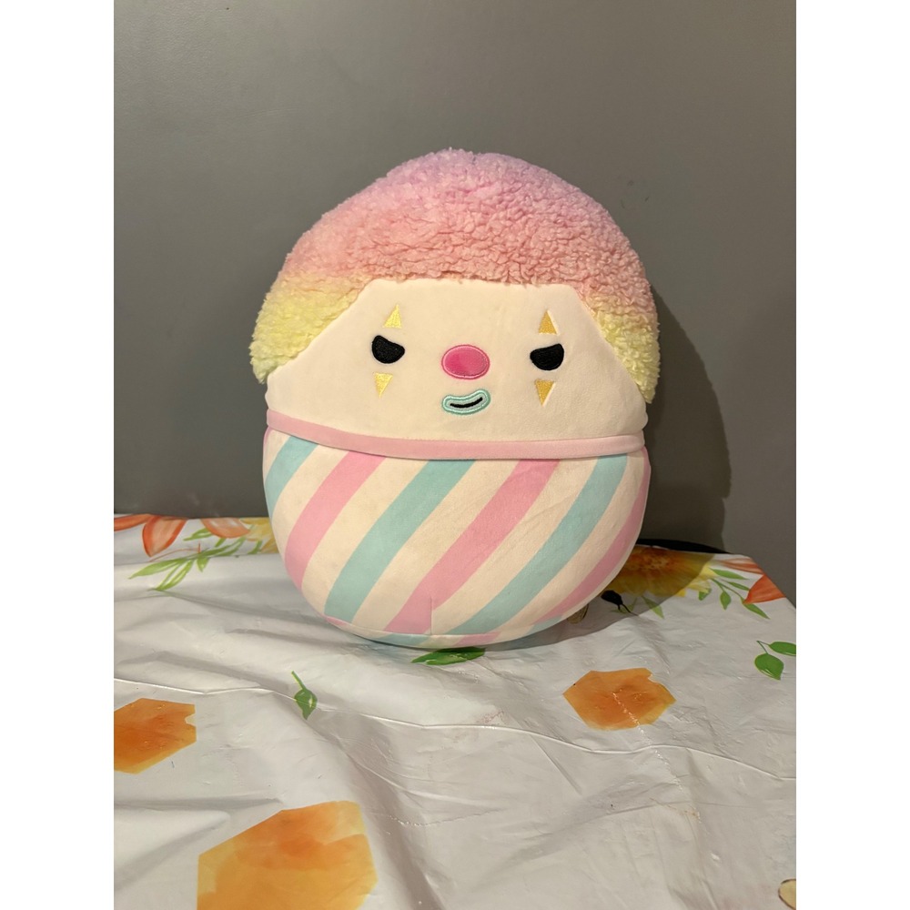 Squishmallows Umberto the Clown 12 Inch Pastel Rainbow Sherpa Hair Plush Toy